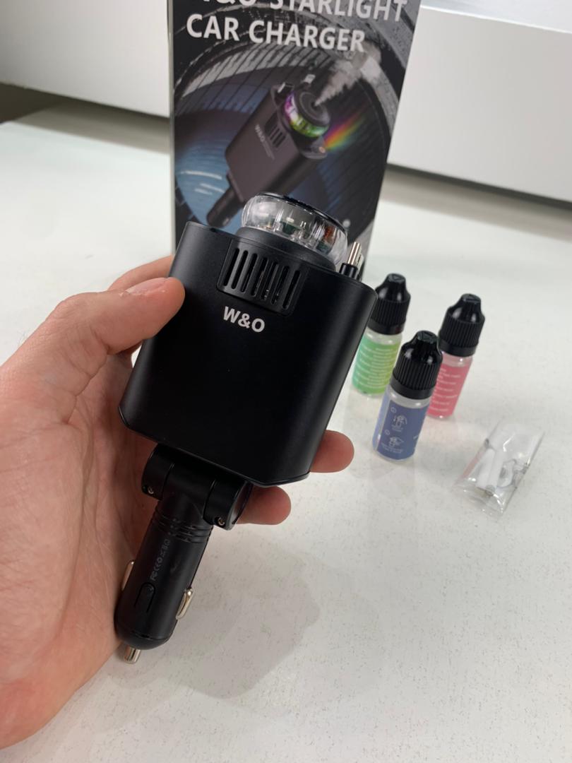 Chargeur voiture rétractable 5 en 1 avec aromathérapie et lumière des étoiles – شاحن سريع للسيارة مع معطر
