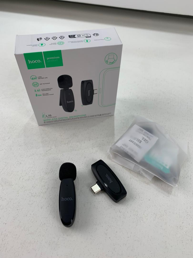 Hoco L15 Microphone Cravate Sans fil Type-C – ميكروفون لاسلكي أصلي