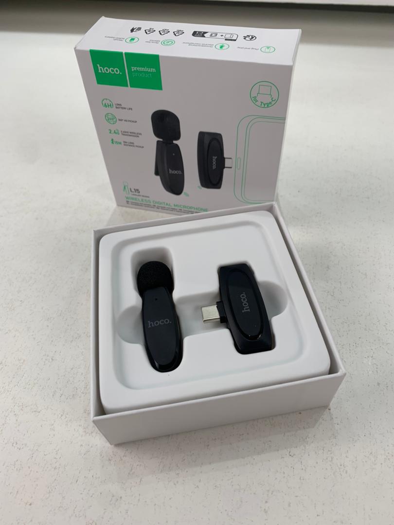 Hoco L15 Microphone Cravate Sans fil Type-C – ميكروفون لاسلكي أصلي